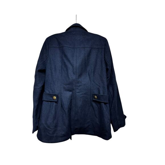 CAbi Coat Size M Navy Blue Wool Blend Peacoat Gold Anchor Buttons - Picture 10 of 16